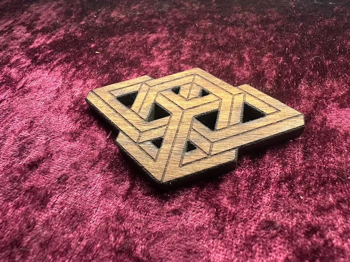 Interlocking geometry pin in Royal Caribbean Chechen hardwood