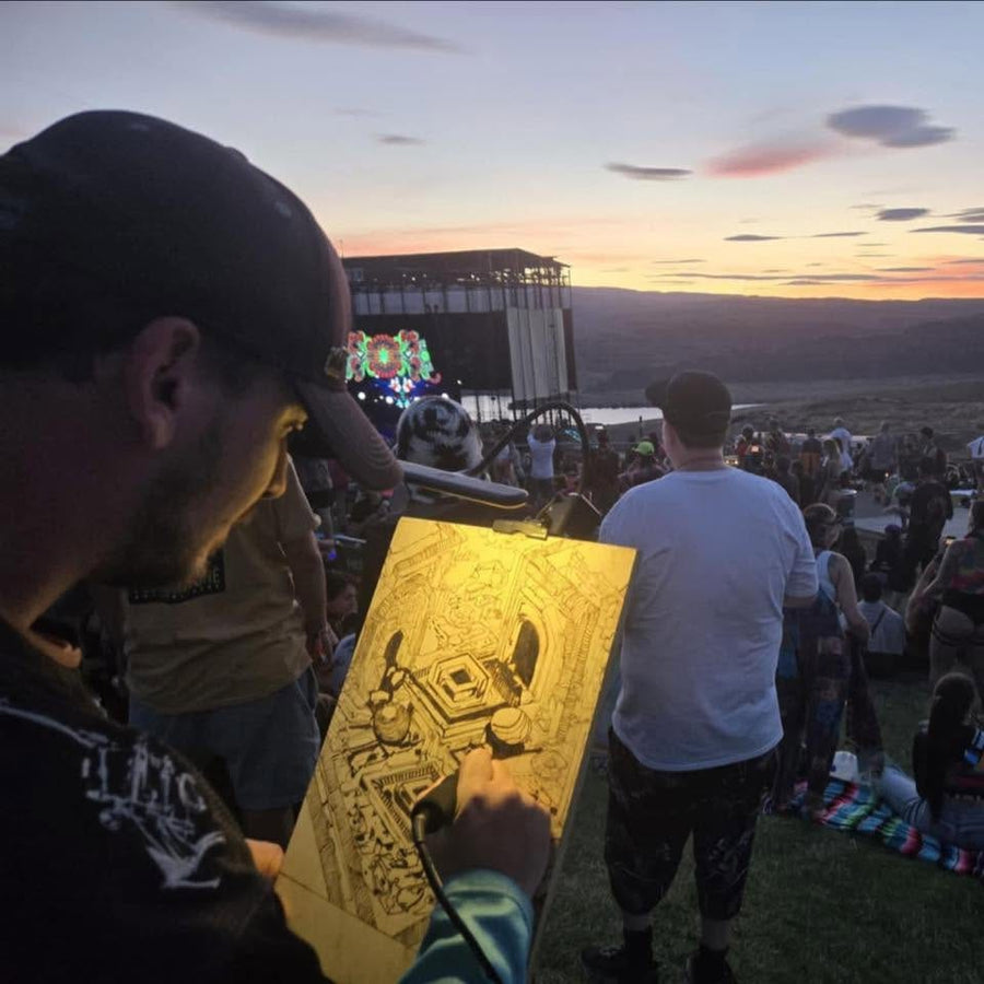 Burning a piece at sunset at the Gorge