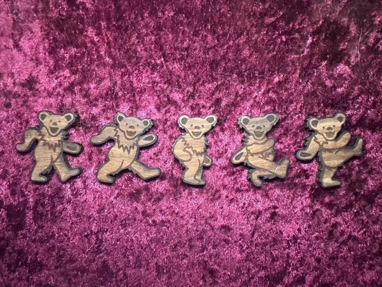 Grateful Dead Bears Pin Set in Royal Caribbean Chechen Wood